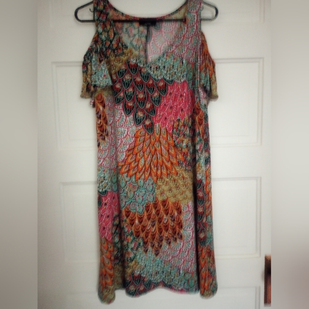 Colorful Off Shoulder-Sleeves Dress